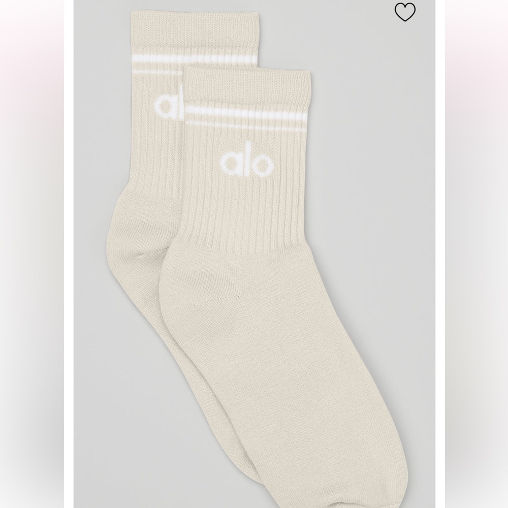 alo Bone/White Half Crew Throwback Sock NEW